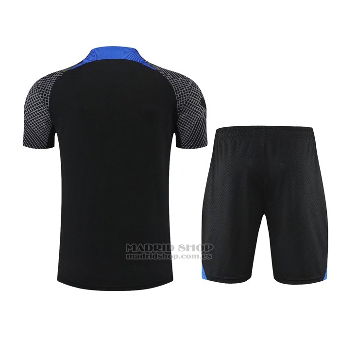 Chandal del Paris Saint-Germain Manga Corta 2022-2023 Negro y Azul - Pantalon Corto